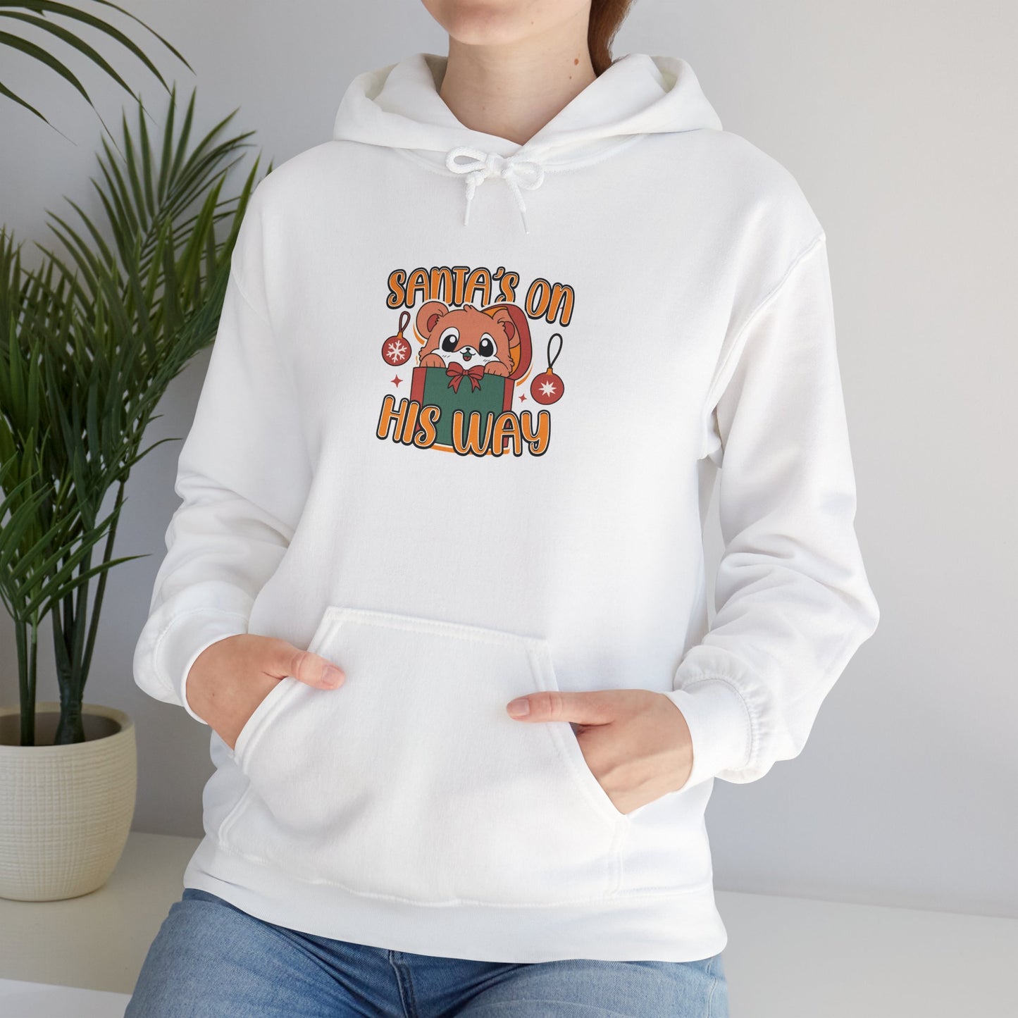 Cute Santa on His Way Unisex Hooded Sweatshirt