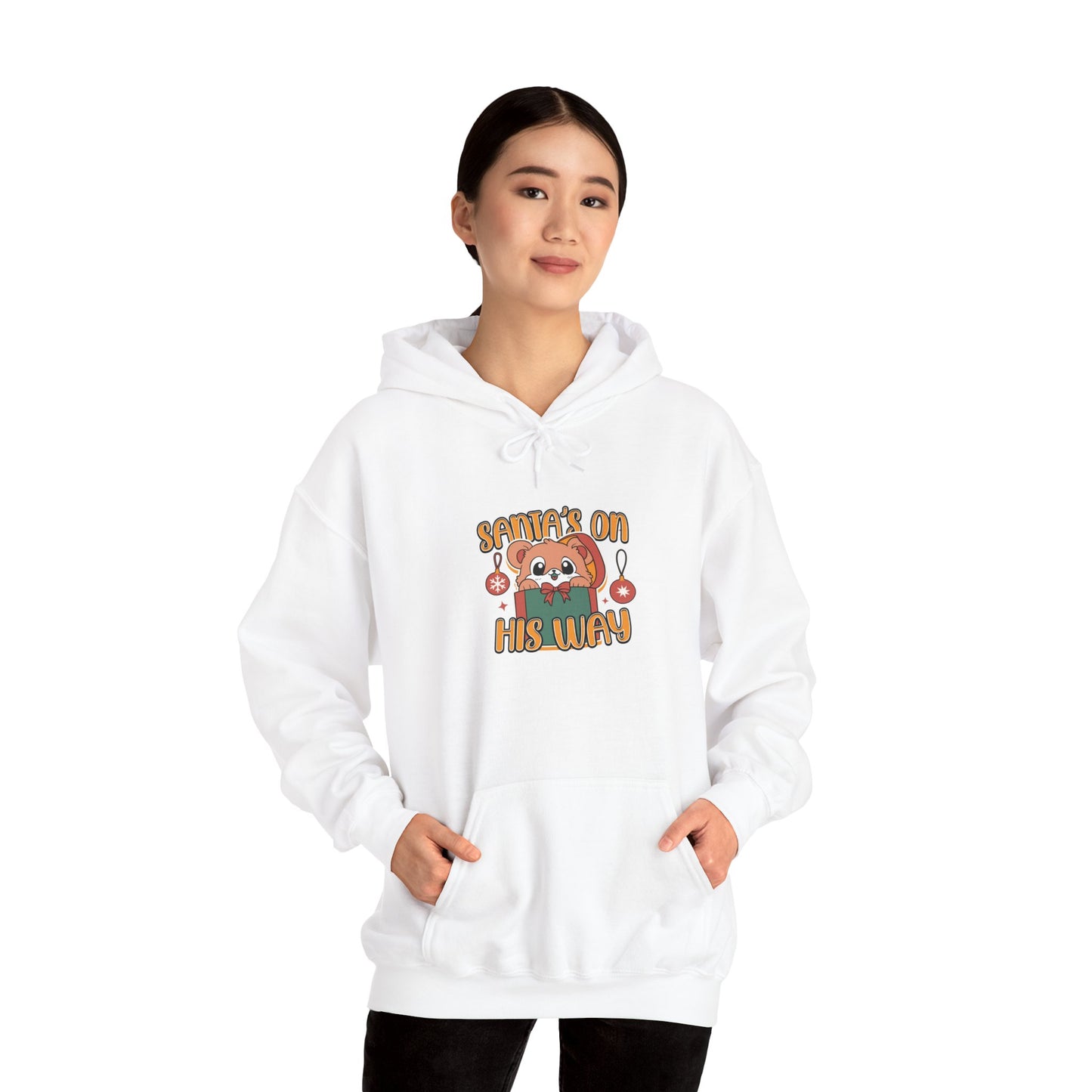 Cute Santa on His Way Unisex Hooded Sweatshirt