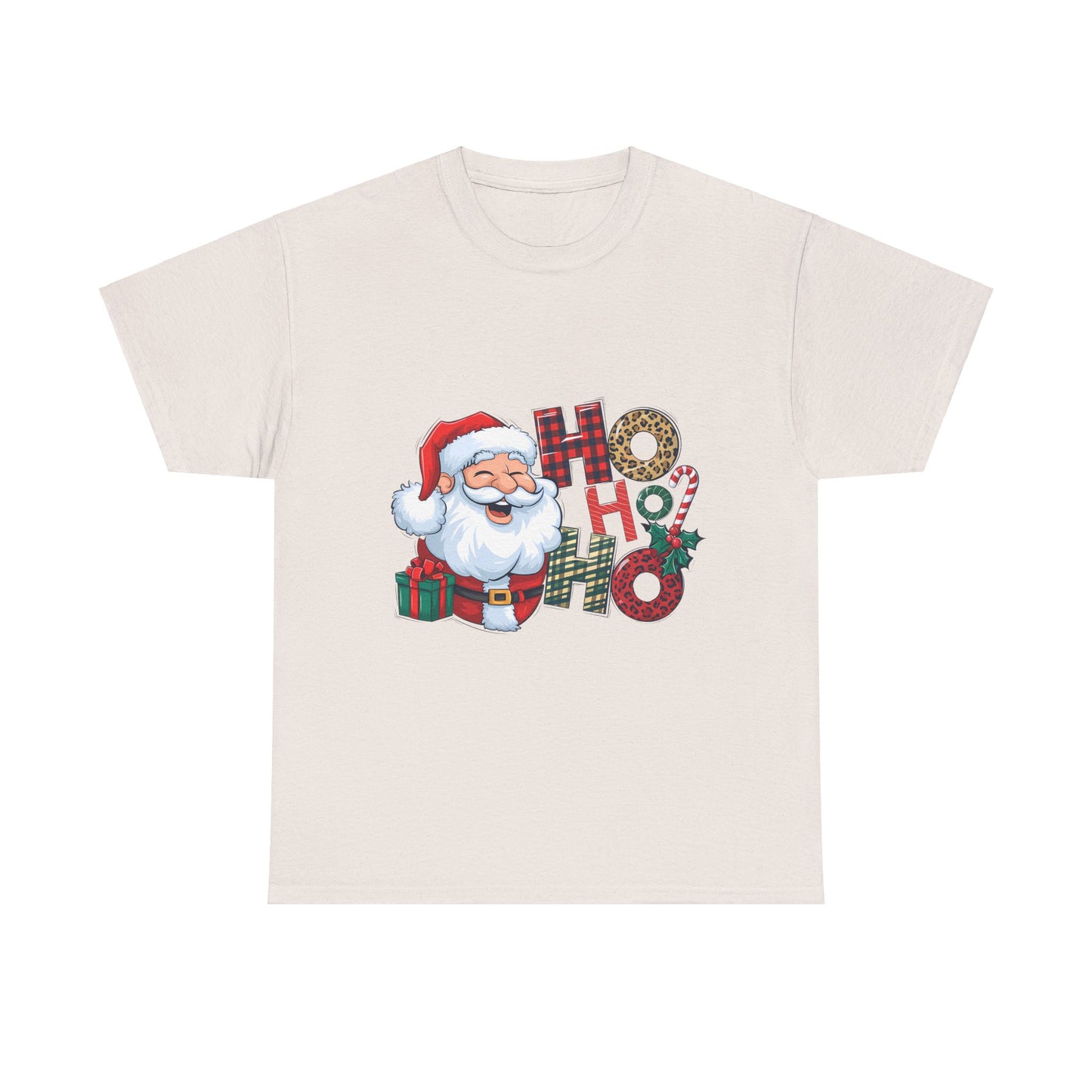 Festive Santa Unisex Heavy Cotton Tee - Ho Ho Ho Christmas T-Shirt