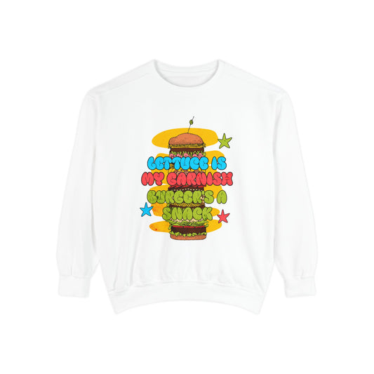 Let Juicy Burgers Sweatshirt - Fun Unisex Garment-Dyed Crewneck for Food Lovers