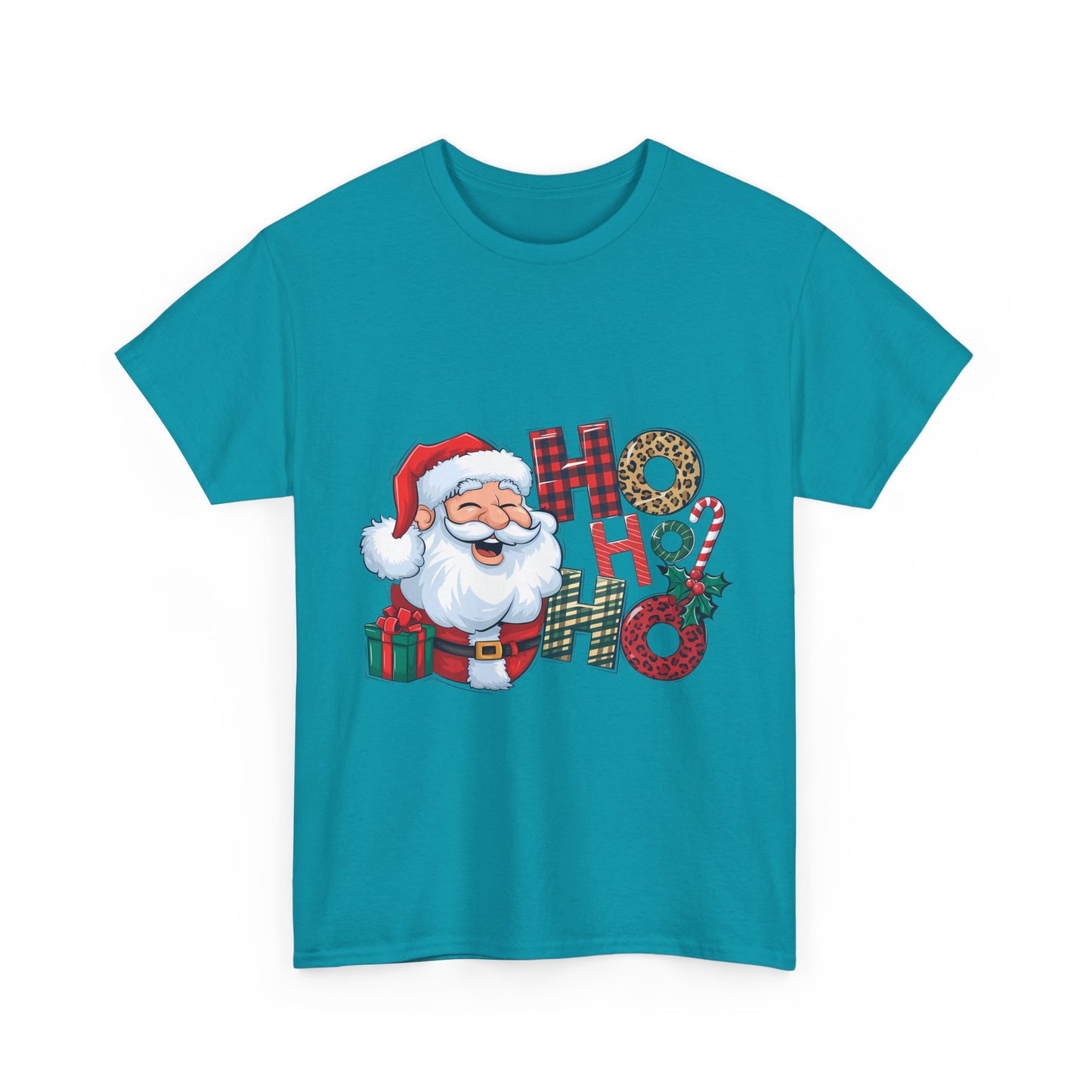 Festive Santa Unisex Heavy Cotton Tee - Ho Ho Ho Christmas T-Shirt