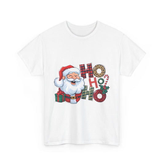 Festive Santa Unisex Heavy Cotton Tee - Ho Ho Ho Christmas T-Shirt